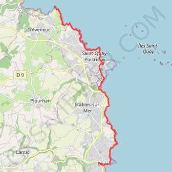 Itinéraire Binic - le Palus, distance, dénivelé, altitude, carte, profil, trace GPS