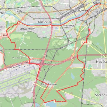 Itinéraire Langener Waldsee, distance, dénivelé, altitude, carte, profil, trace GPS