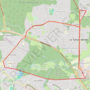 Itinéraire Boucle le Taillan Eysines Saint-Médard, distance, dénivelé, altitude, carte, profil, trace GPS