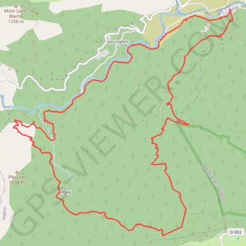 Itinéraire Le Colombier - Gréolière - Cascade Vegay, distance, dénivelé, altitude, carte, profil, trace GPS