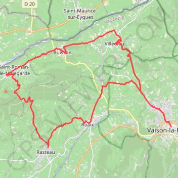 Itinéraire Les villages des Templiers (entre Aygues et Ouvèze) - Vaison-la-Romaine, distance, dénivelé, altitude, carte, profil, trace GPS
