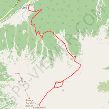 Itinéraire Pointe Ronde à skis (aller depuis La Caffe), distance, dénivelé, altitude, carte, profil, trace GPS