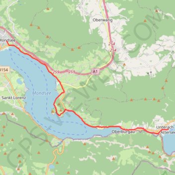 Itinéraire 3a.Mondsee-Attersee, distance, dénivelé, altitude, carte, profil, trace GPS