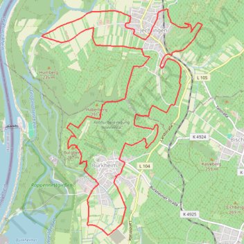 Itinéraire Vogtsburg im Kaiserstuhl Randonnée, distance, dénivelé, altitude, carte, profil, trace GPS