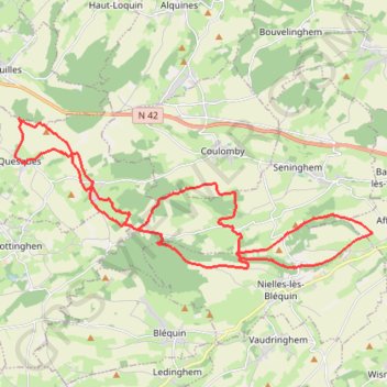 Itinéraire quesques 29,50 km, distance, dénivelé, altitude, carte, profil, trace GPS