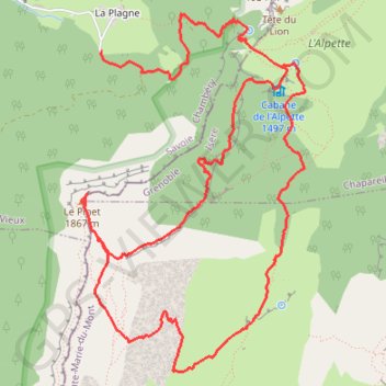 Itinéraire Le Sommet du Pinet depuis la Plagne, distance, dénivelé, altitude, carte, profil, trace GPS