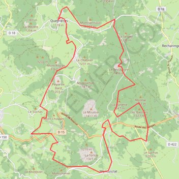 Itinéraire Domaine du Meygal (Haute-Loire 43), distance, dénivelé, altitude, carte, profil, trace GPS