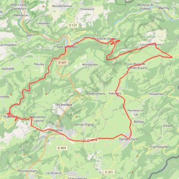 Itinéraire Circuit de Saint Hippolyte à Maîche via la GTJ, distance, dénivelé, altitude, carte, profil, trace GPS
