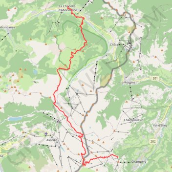 Itinéraire Chatel - jour 2, distance, dénivelé, altitude, carte, profil, trace GPS