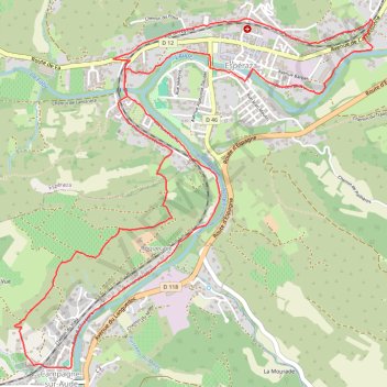 Itinéraire En bordure de la rivière Aude, distance, dénivelé, altitude, carte, profil, trace GPS