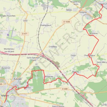 Itinéraire De Verneuil-l'Etang à Melun, distance, dénivelé, altitude, carte, profil, trace GPS