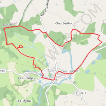 Itinéraire Circuit des dévotions, fresques et patrimoine - Les Salles-Lavauguyon, distance, dénivelé, altitude, carte, profil, trace GPS