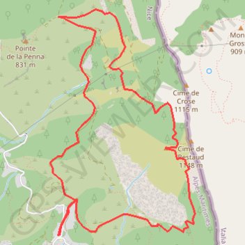 Itinéraire Roc d'ORMEA, distance, dénivelé, altitude, carte, profil, trace GPS