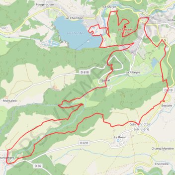 Itinéraire Boucle Courbanges - Lac Chambon, distance, dénivelé, altitude, carte, profil, trace GPS