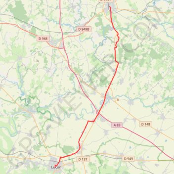 Itinéraire Chantonnay Luçon, distance, dénivelé, altitude, carte, profil, trace GPS