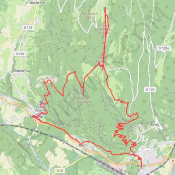 Itinéraire Culoz - Grand Colombier, distance, dénivelé, altitude, carte, profil, trace GPS
