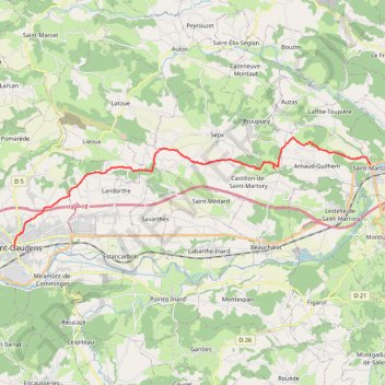 Itinéraire Saint Martory - Saint Gaudens (via Bonnefont), distance, dénivelé, altitude, carte, profil, trace GPS