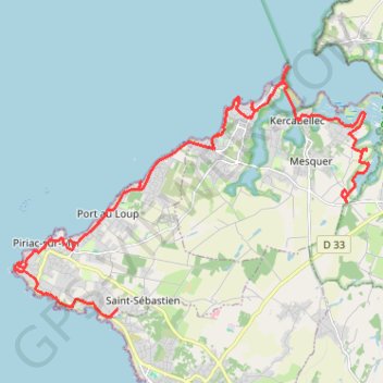 Itinéraire Piriac nord, distance, dénivelé, altitude, carte, profil, trace GPS