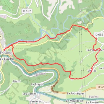 Itinéraire Estaing - Vinnac, distance, dénivelé, altitude, carte, profil, trace GPS