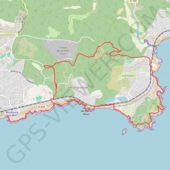 Itinéraire Esterel-Boulouris-Dramont, distance, dénivelé, altitude, carte, profil, trace GPS