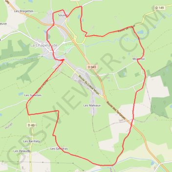 Itinéraire La Chapelaude 12Km, distance, dénivelé, altitude, carte, profil, trace GPS