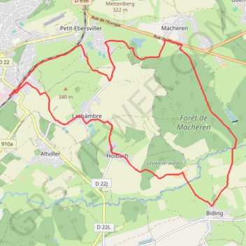 Itinéraire De la gare de Saint-Avold à Macheren, distance, dénivelé, altitude, carte, profil, trace GPS