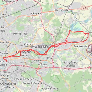 Itinéraire Bords de Marne - Chalifert, distance, dénivelé, altitude, carte, profil, trace GPS