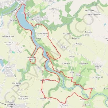 Itinéraire Tour du Lac de Jugon, distance, dénivelé, altitude, carte, profil, trace GPS
