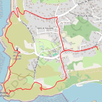 Itinéraire De la Pointe Servel à la Pointe de Beg Léguer, distance, dénivelé, altitude, carte, profil, trace GPS