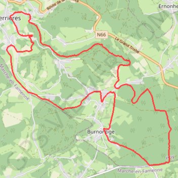 Itinéraire Ferrières - Belgique, distance, dénivelé, altitude, carte, profil, trace GPS