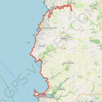 Itinéraire Lanildut - Conquet, distance, dénivelé, altitude, carte, profil, trace GPS