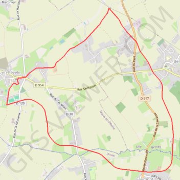 Itinéraire Autour des Gares de la Pévèle - Mons-en-Pévèle, distance, dénivelé, altitude, carte, profil, trace GPS