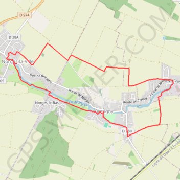 Itinéraire Norges la ville, distance, dénivelé, altitude, carte, profil, trace GPS