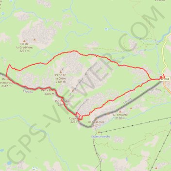 Itinéraire Pic de Canaourouye et Pic d'Anéou, distance, dénivelé, altitude, carte, profil, trace GPS
