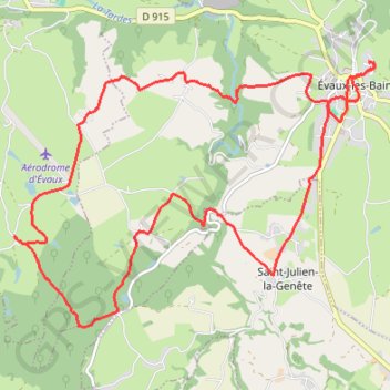 Itinéraire EVAUX, distance, dénivelé, altitude, carte, profil, trace GPS