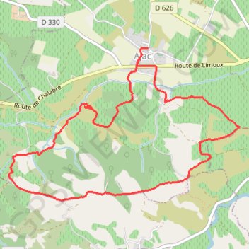 Itinéraire Ajac_7,8km, distance, dénivelé, altitude, carte, profil, trace GPS