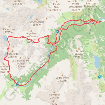 Itinéraire Circuit des lacs en vallée du Marcadau, distance, dénivelé, altitude, carte, profil, trace GPS