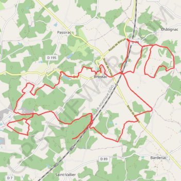 Itinéraire Brossac, distance, dénivelé, altitude, carte, profil, trace GPS