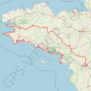 Itinéraire Bretagne 2024, distance, dénivelé, altitude, carte, profil, trace GPS