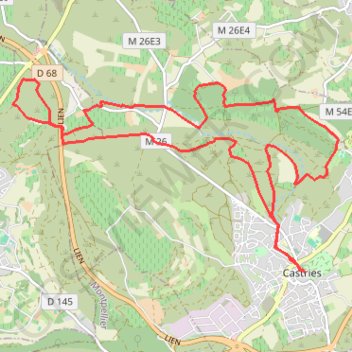 Itinéraire Castries et ses environs, distance, dénivelé, altitude, carte, profil, trace GPS