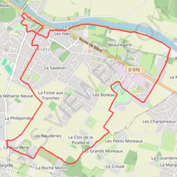 Itinéraire Veretz-Futreau, distance, dénivelé, altitude, carte, profil, trace GPS