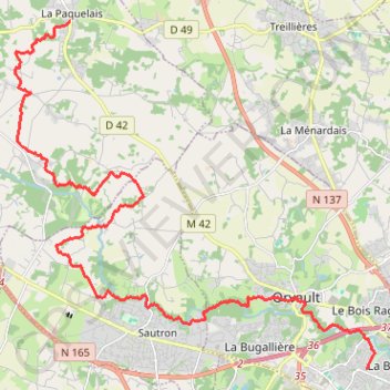 Itinéraire De La Paquelais (44) à Orvault (44) Petit Chantilly, distance, dénivelé, altitude, carte, profil, trace GPS