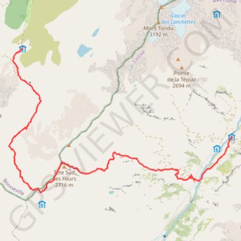 Itinéraire TMB-j3, du refuge de la Balme au refuge des Mottets, distance, dénivelé, altitude, carte, profil, trace GPS