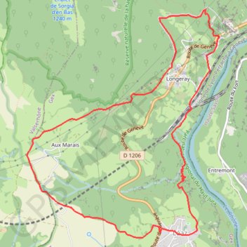 Itinéraire Léaz - Fort l'Écluse, distance, dénivelé, altitude, carte, profil, trace GPS
