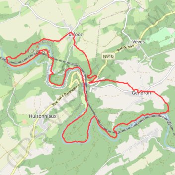 Itinéraire Grande boucle des échelles de la Lesse, distance, dénivelé, altitude, carte, profil, trace GPS