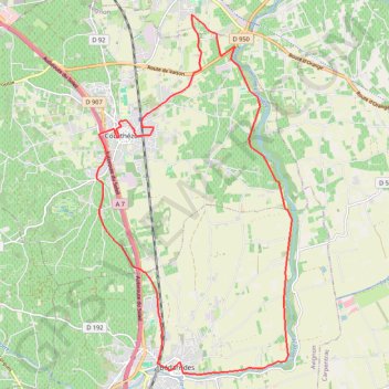 Itinéraire Promenade sur les rives de l'Ouvèze - Bédarrides, distance, dénivelé, altitude, carte, profil, trace GPS