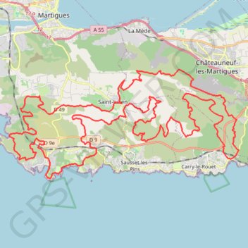 Itinéraire Boucle dans la chaine de la Nerthe, distance, dénivelé, altitude, carte, profil, trace GPS