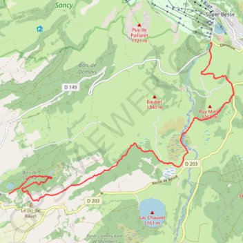 Itinéraire super_besse_a_picherande, distance, dénivelé, altitude, carte, profil, trace GPS