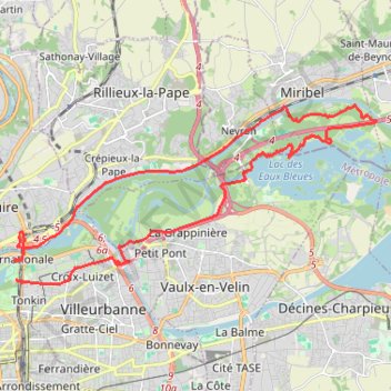 Itinéraire Tête d'Or - Miribel, distance, dénivelé, altitude, carte, profil, trace GPS