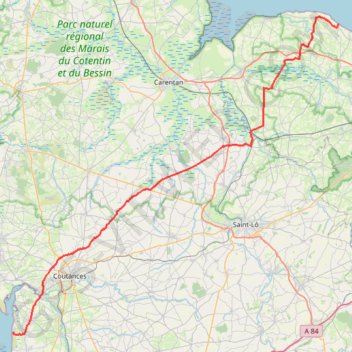 Itinéraire 5 Vierville Hauteville, distance, dénivelé, altitude, carte, profil, trace GPS